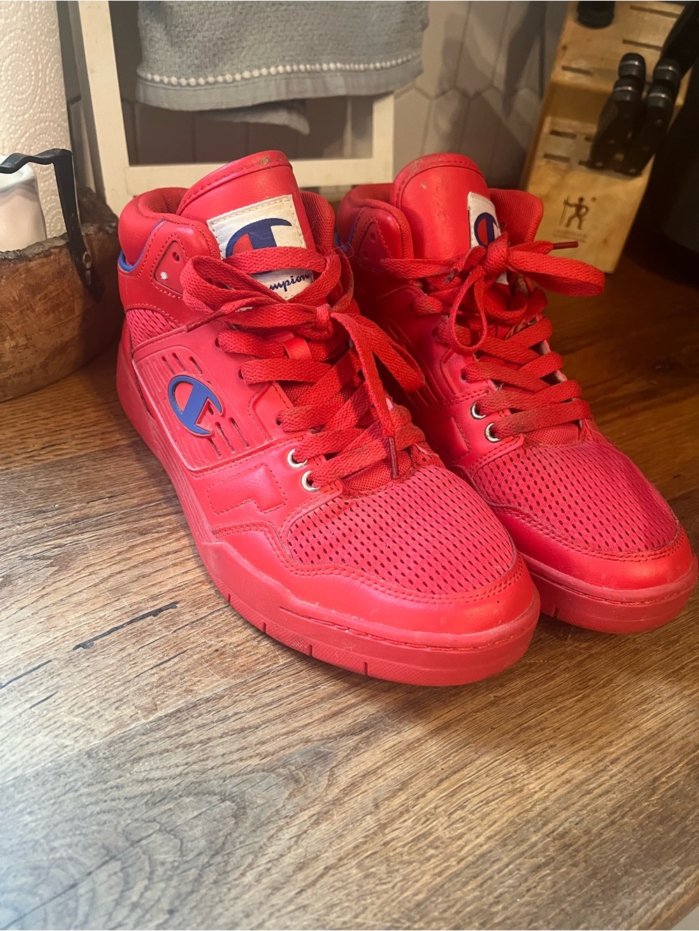 Champion Mens Red High-Top Sneakers